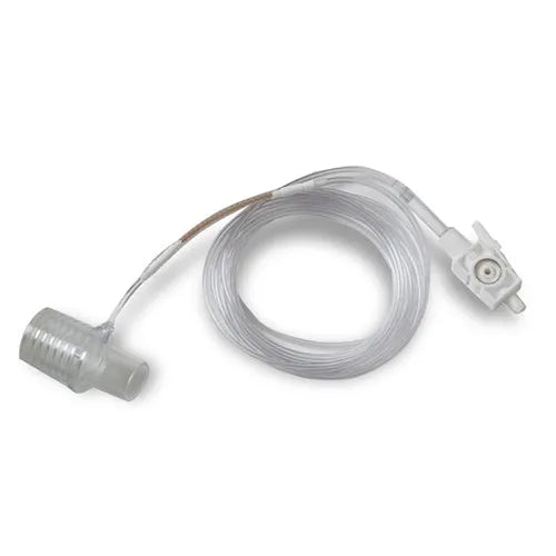 Clear plastic tubing with connectors on a white background
