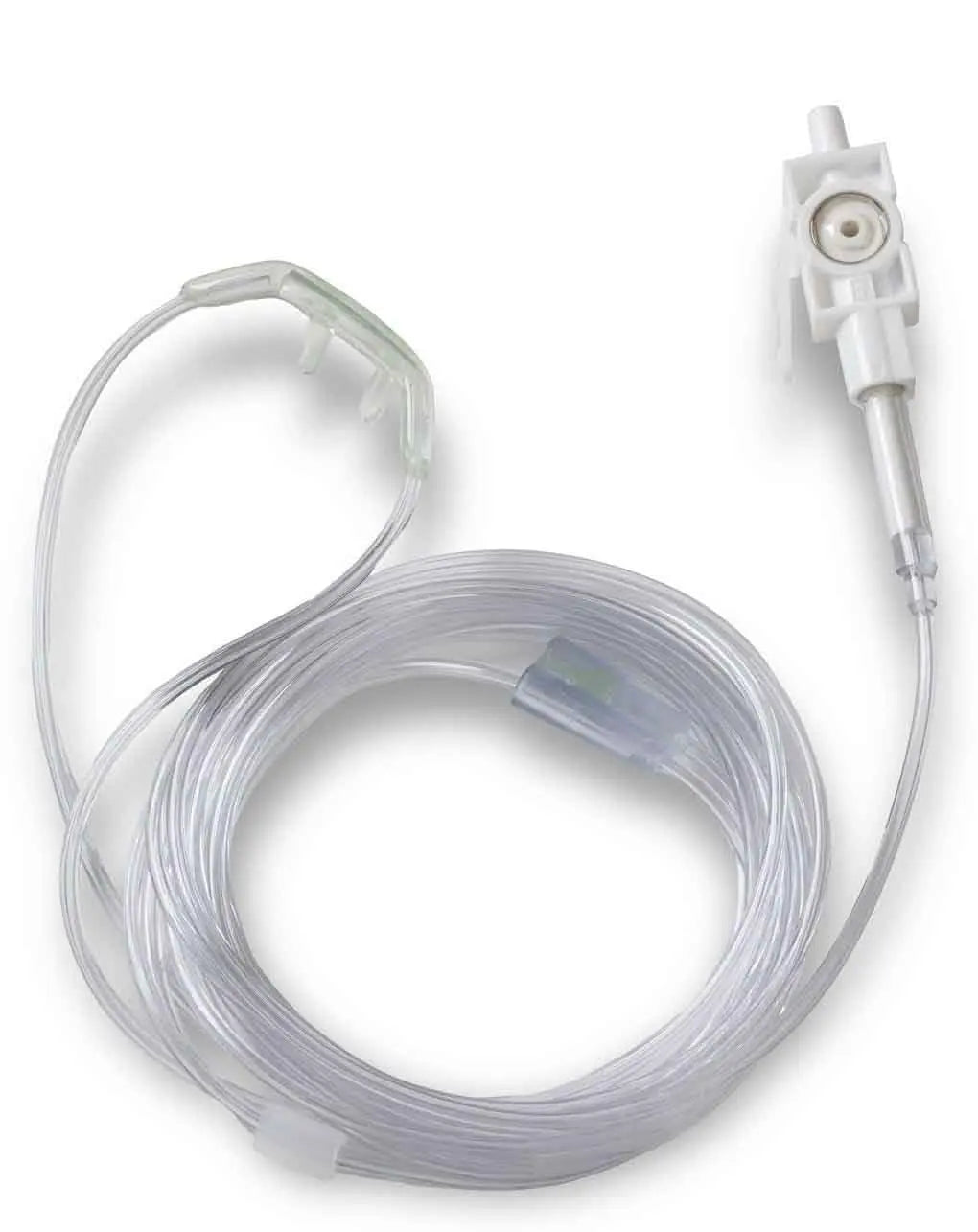 Medical device with clear tubing on a white background