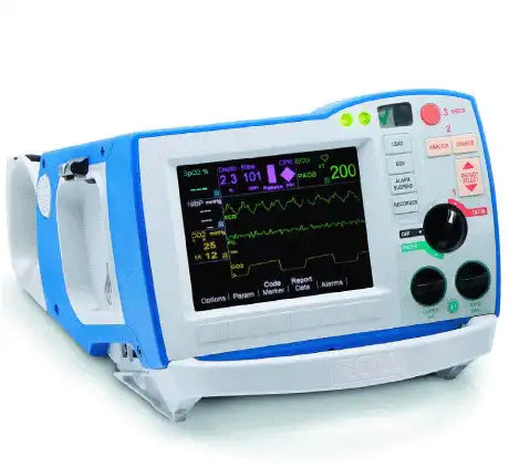 ZOLL R Series ALS defibrillator monitor with ECG waveform display and integrated pacing and monitoring controls.
