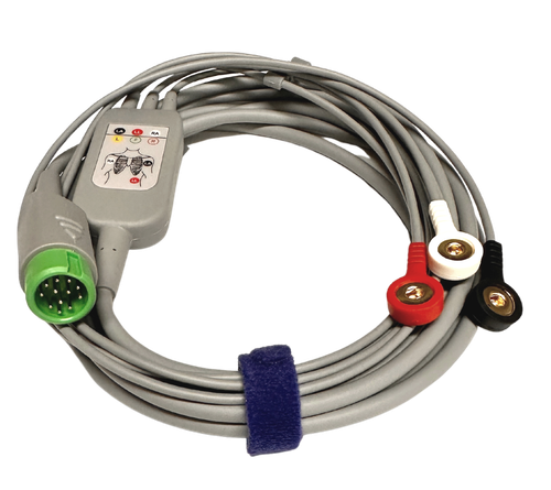 EDAN V-ECG.3LS 3 Lead ECG Cable, Snap, Integrated, 12 Pin