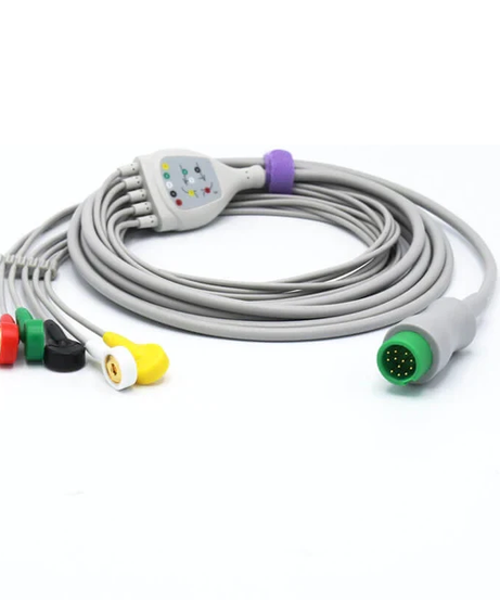 EDAN V-ECG.5LS Cable de ECG de 5 Derivaciones, con Conector Snap , Integrado, de 12 Pines