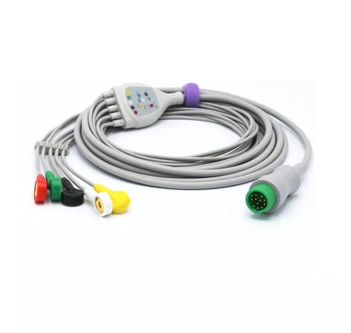 EDAN V-ECG.5LS 5 Lead ECG Cable, Snap, Integrated, 12 Pin