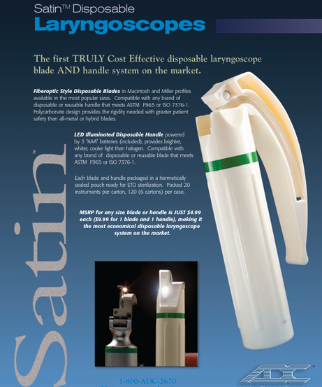 ADC Satin Disposable Laryngoscopes Catalog