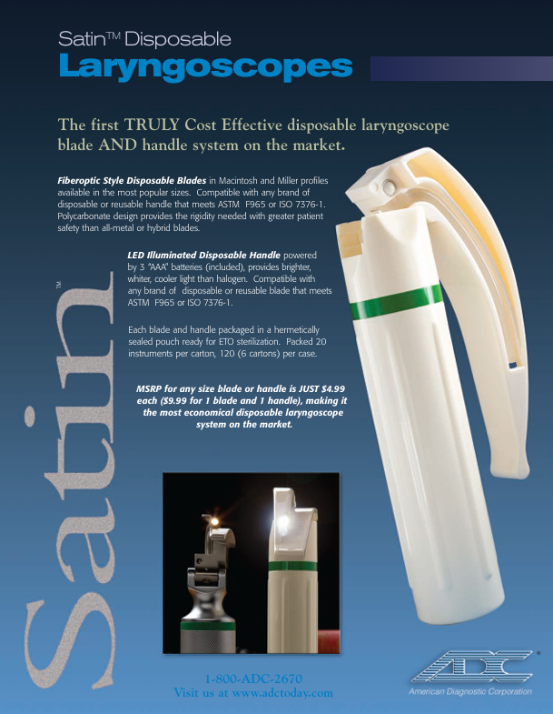 ADC Satin Disposable Laryngoscopes Catalog