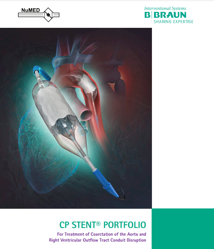 Braun medical device advertisement with heart illustration and text that says CP Stent Portfolio.