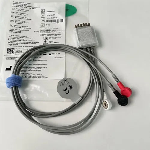 Medical device cable with connectors on a white background