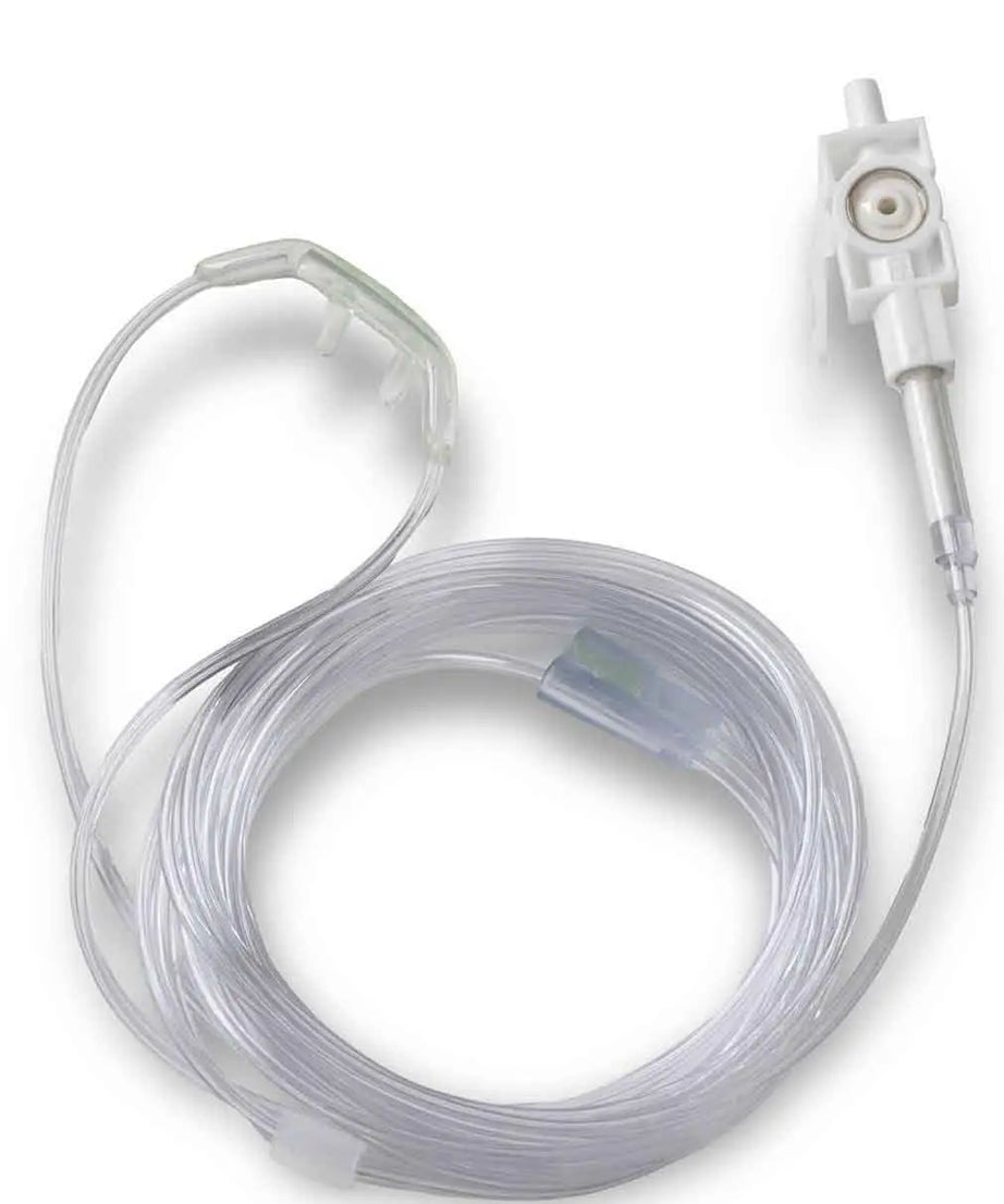 Medical device with clear tubing on a white background