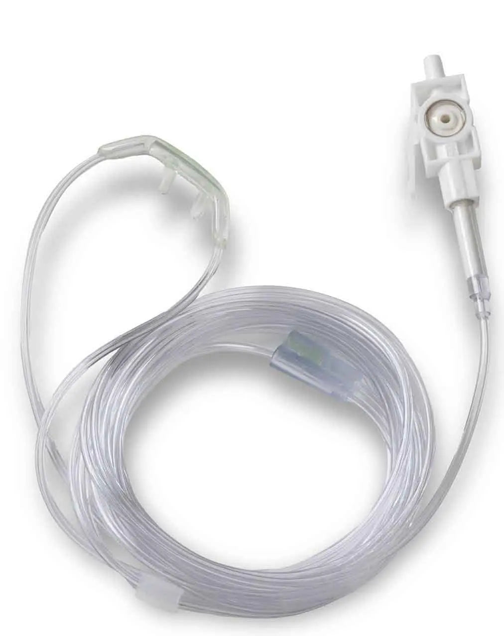 Medical device with clear tubing on a white background