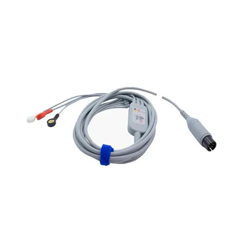 Medical sensor cable with connectors on a white background
