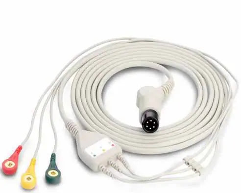 Electrocardiogram (ECG) lead wire on a white background