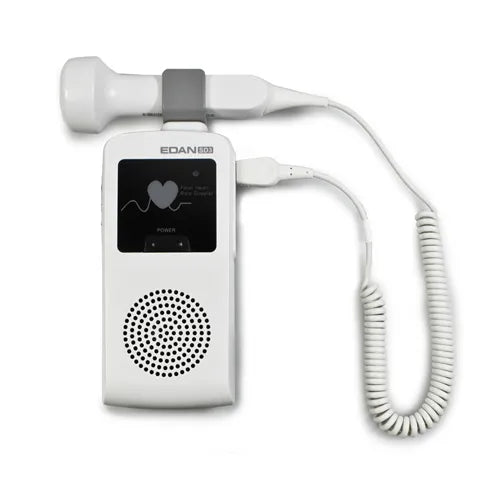 Edan fetal monitor with display and coiled cable on a white background