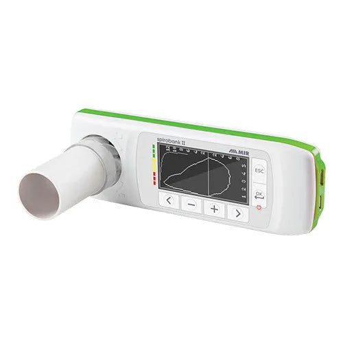Spirometer device with digital display on a white background