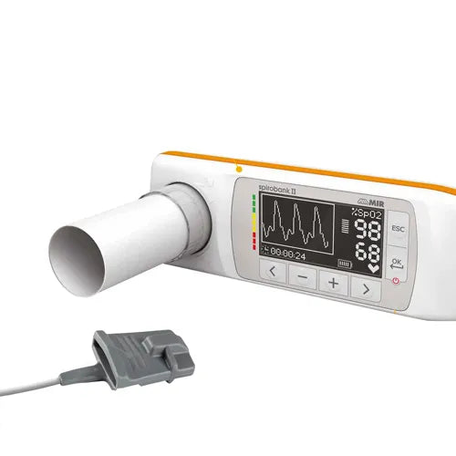 Medical device with digital display on a white background