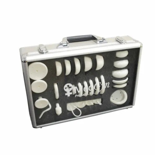 Set of white silicone rings in a metallic case with 'MedGyn' branding.