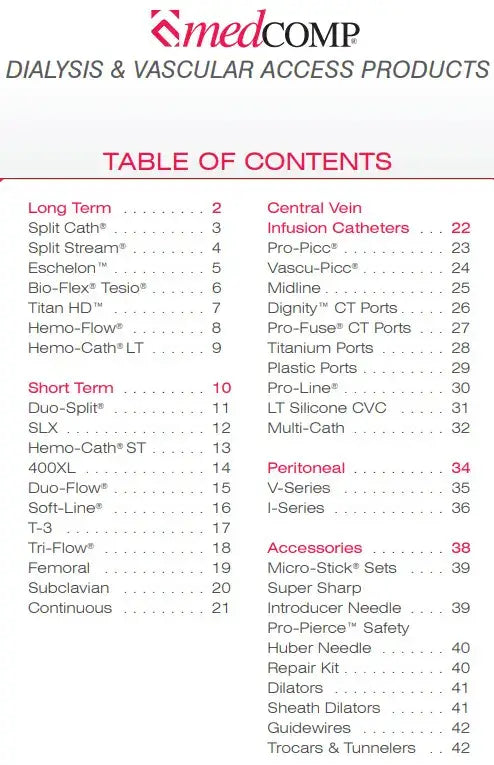 Dialysis & Vascular Access Products Catalog