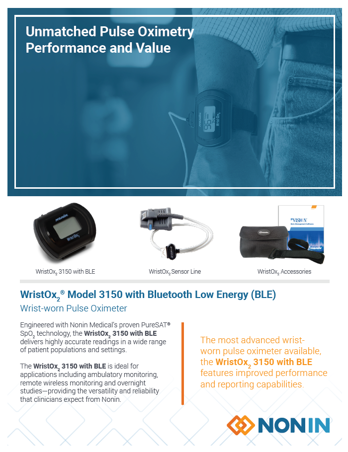 NONIN WristOx2 Model 3150 with Bluetooth Low Energy (BLE) Catalog