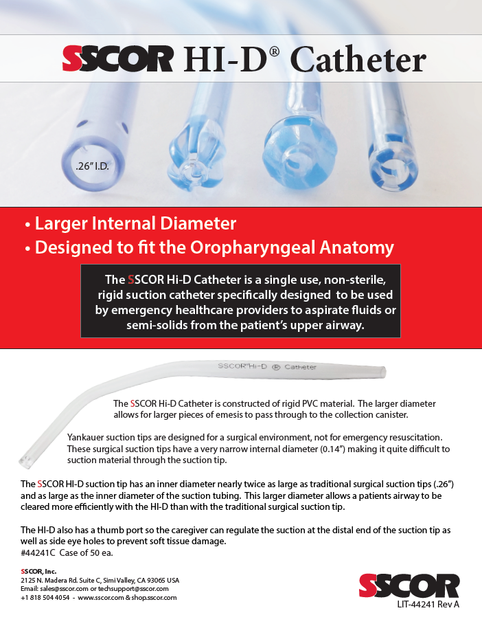 SSCOR HI-D Catheter Catálogo