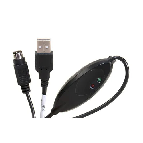 USB adapter with black cable on a white background