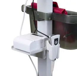 Medical device with a control panel and display on a white background