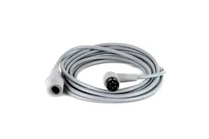 A grey ZOLL cable with connectors on both sides on a white background.