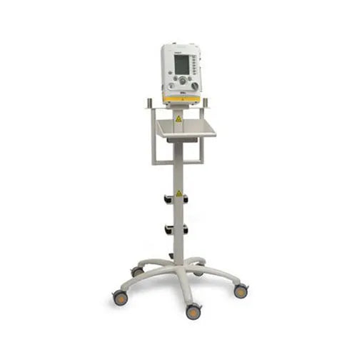 Medical device on a stand with wheels on a white background