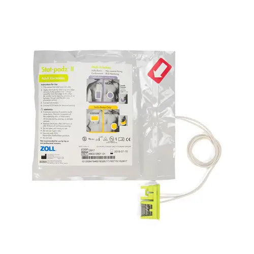 Zoll AED Plus Defibrillator electrode package on a white background