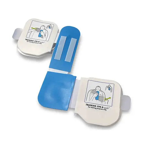 ZOLL CPR-D-padz training electrode pads for AED trainer with reusable blue adhesive strips.