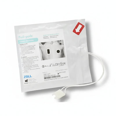 A ZOLL Medical solid gel multi function pediatric padz in a white packaging.