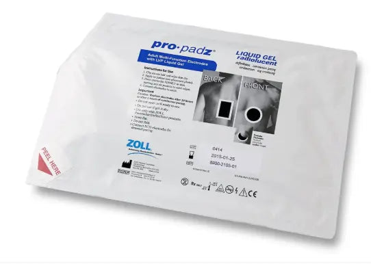 Pro-padz liquid gel electrode package with ZOLL branding.
