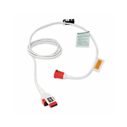 A ZOLL Medical white cable with red and connectors.