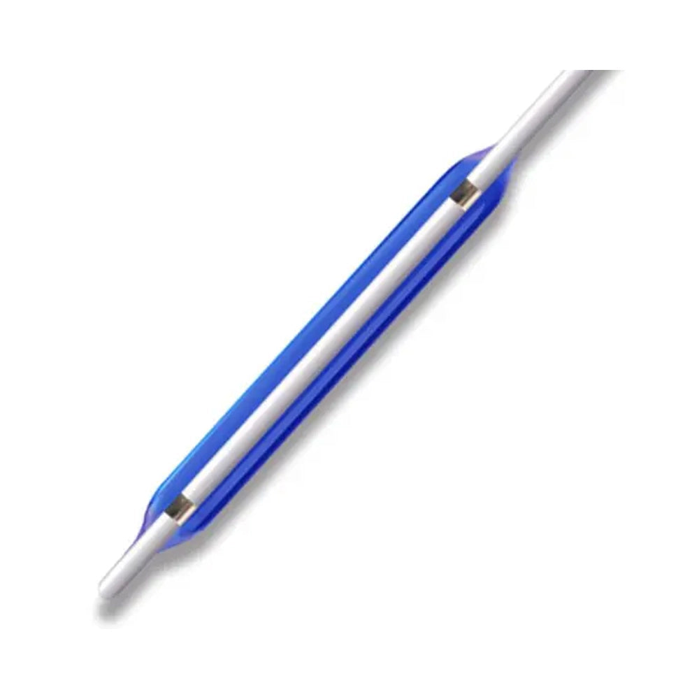 A blue and white cylindrical float or tube component shown diagonally on a plain white background.