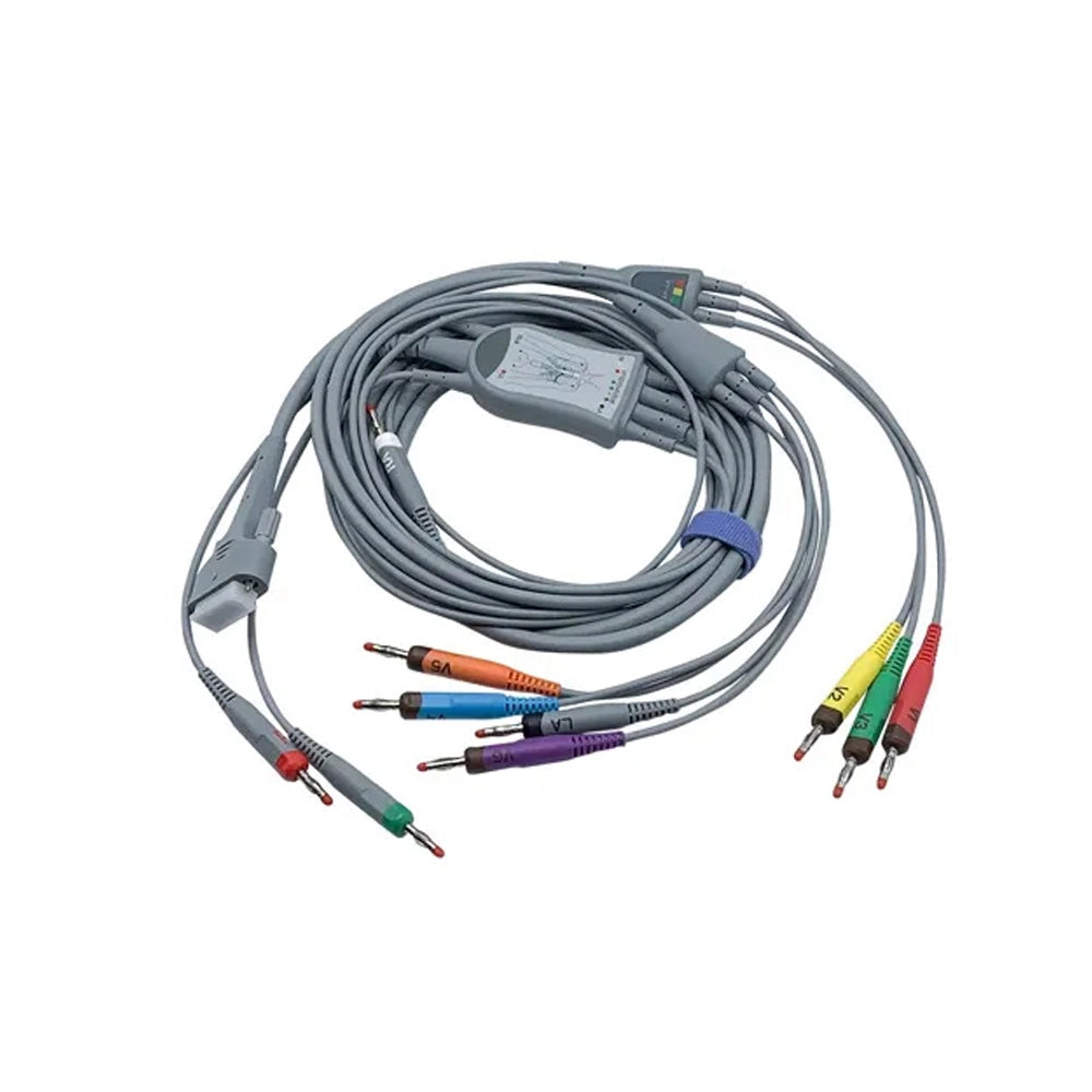EDAN 01.57.471095-11 ECG Cable 3-Lead,6-Pin, Snap, Defib, AHA, 3.5m, Reusable
