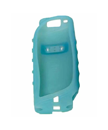 A translucent light blue silicone phone case with cutouts for the camera and buttons, shown on a plain white background.