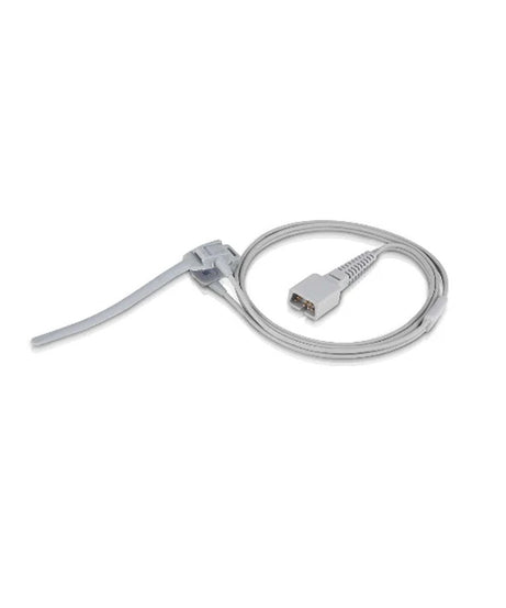 A light gray medical ECG/ECG lead cable with a connector plug and a zip tie, shown on a plain white background.