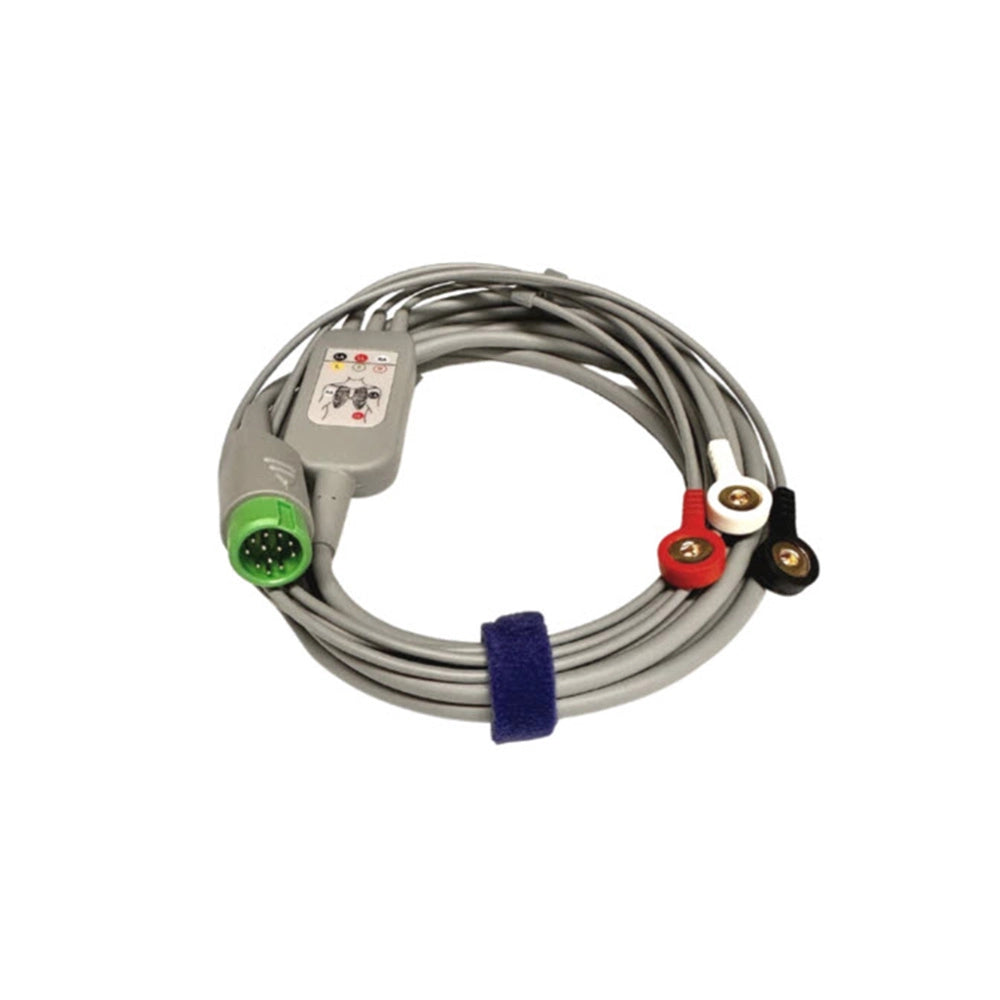 EDAN V-ECG.3LS 3 Lead ECG Cable, Snap, Integrated, 12 Pin